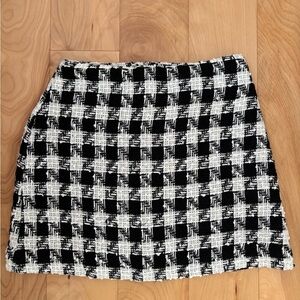 H&M Black and White Plaid Mini Skirt
